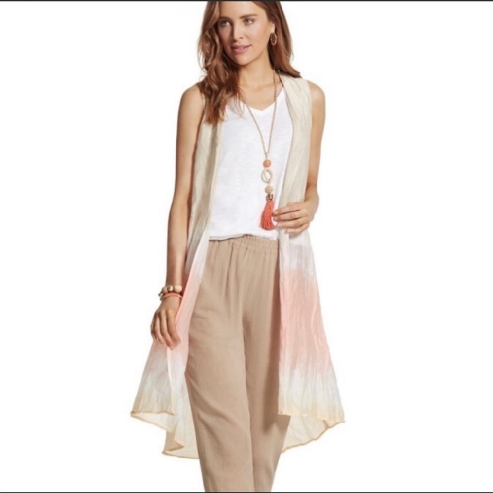 Chico’s Dramatic Tie Dye Long Vest /Kimono